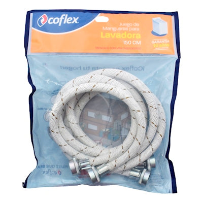 JUEGO DE CONECTORES FLEXIBLES PARA LAVADORA DE 150 CM BLANCO COFLEX 2 PIEZ