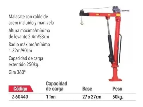 GRUA P/CAMIONETA 1 TONELADA Z-60440