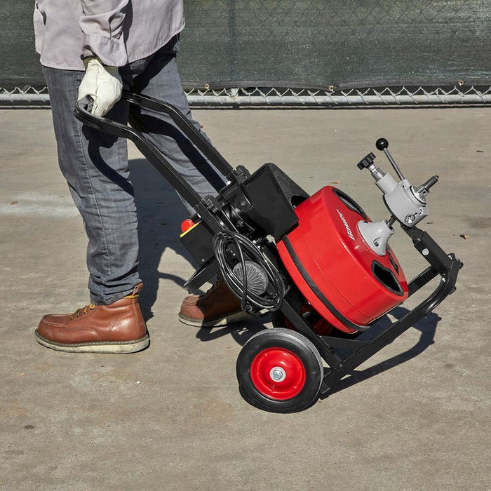 Destapador de drenajes con sonda elevtrica de 50ft, mando reversible marca Bauer.
